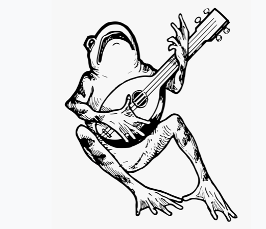 Frog playing mandolin