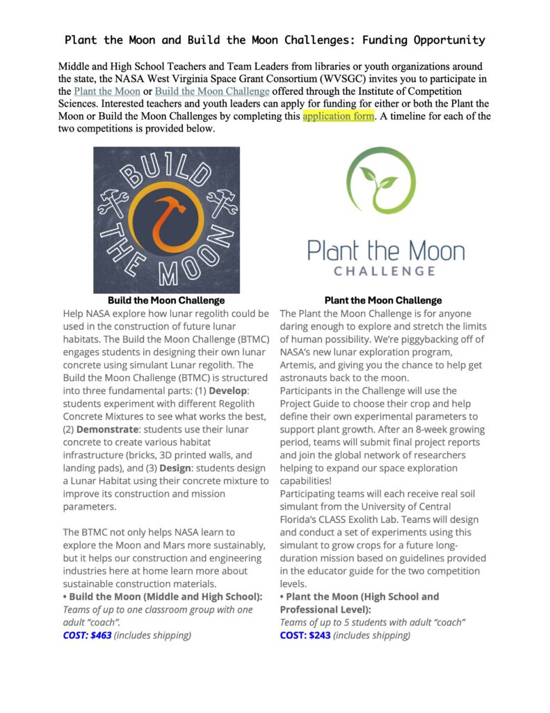Plant the Moon and Build the Moon Challenges - Funding Opportunity - p1