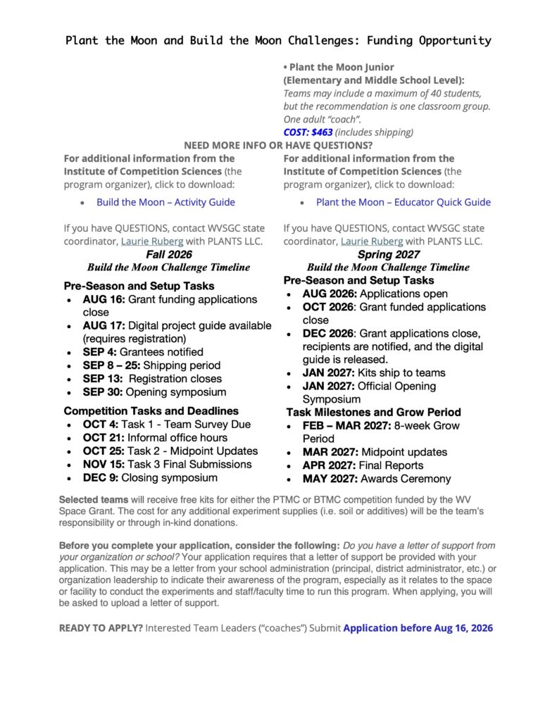 Plant the Moon and Build the Moon Challenges: Funding Opportunity - p2
